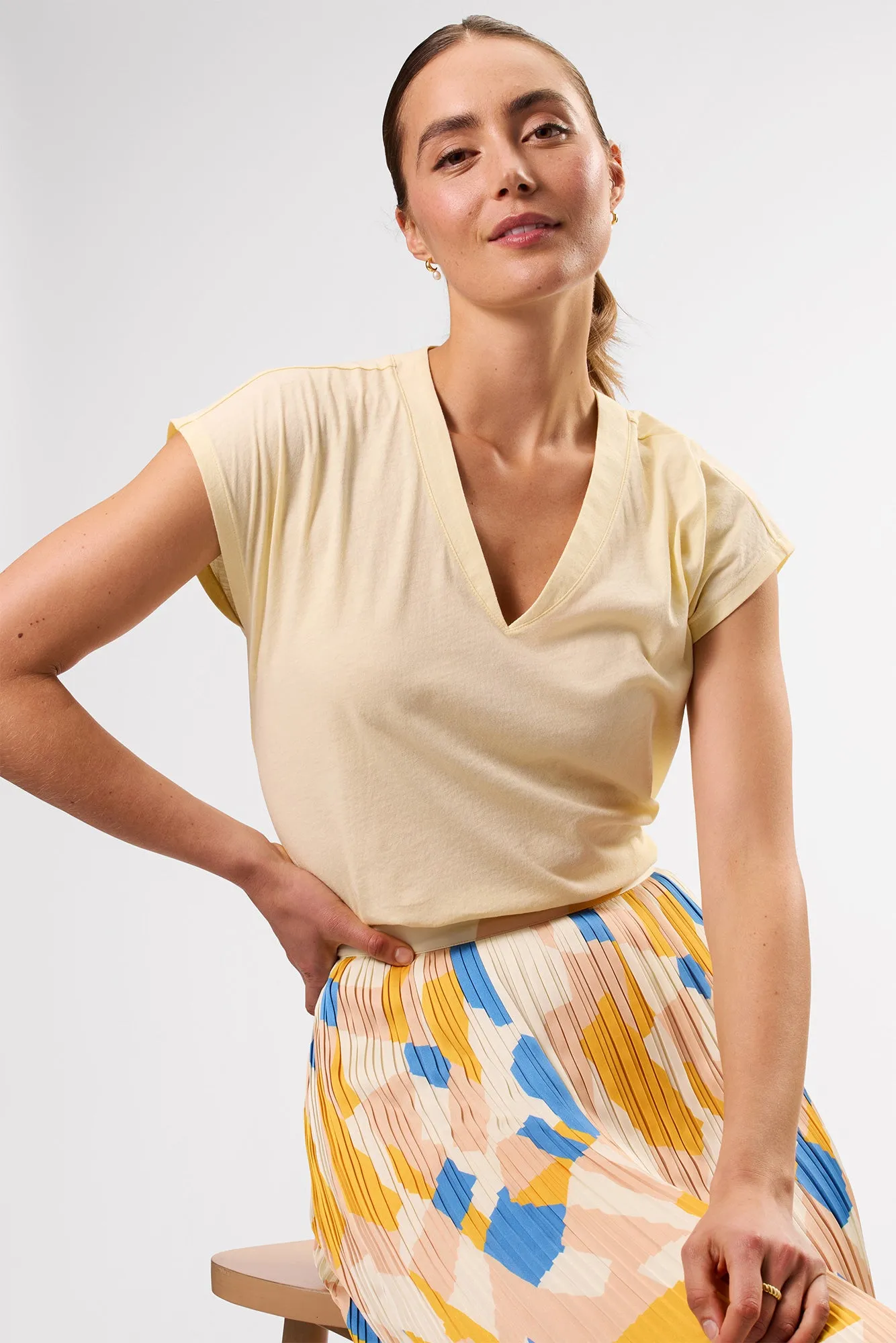 V Neck Solid Tee - Anise sold by Amour Vert