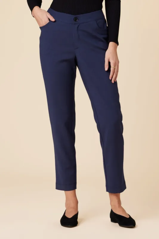 Graziella Woven Spandex Pant - Navy - ReAmour sold by Amour Vert