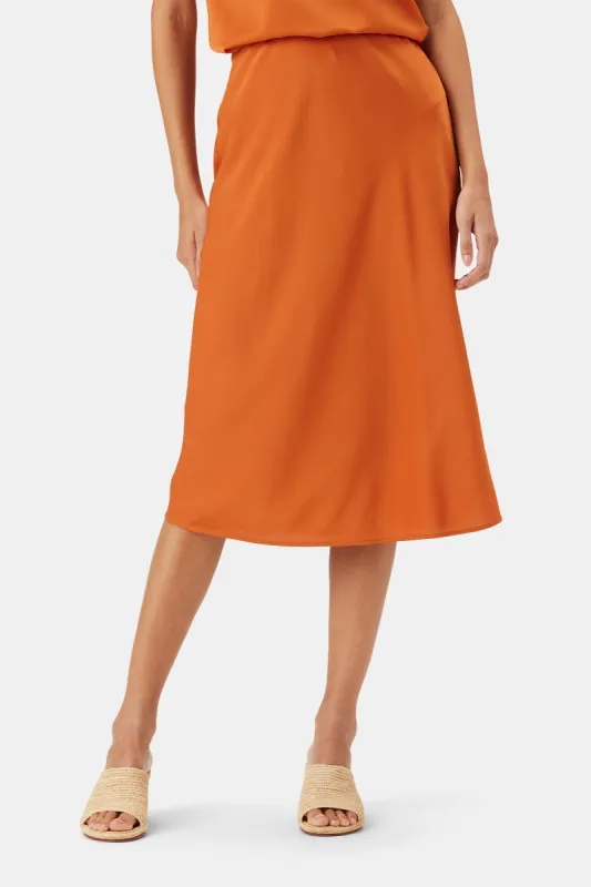 Eve Stretch Silk Skirt - Sunset Orange sold by Amour Vert