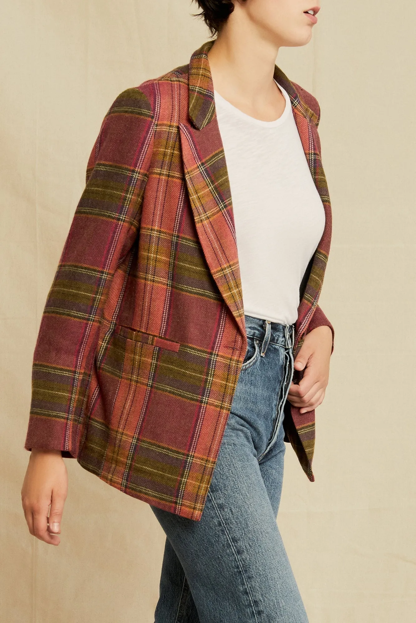 Pippa Wool Blazer - Pink Plaid - ReAmour sold by Amour Vert product image thumbnail 2