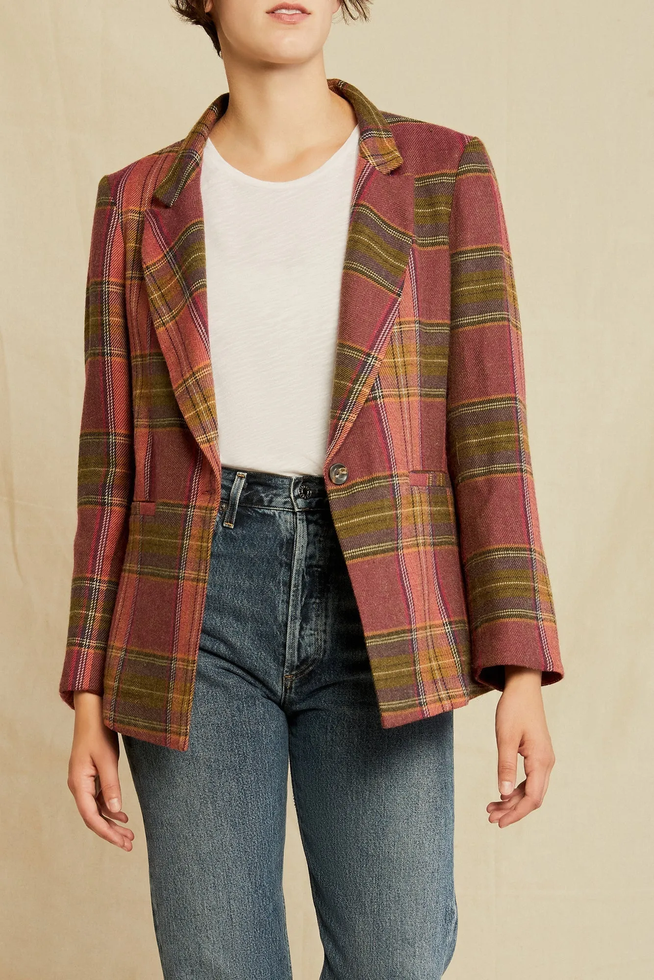 Pippa Wool Blazer - Pink Plaid - ReAmour sold by Amour Vert