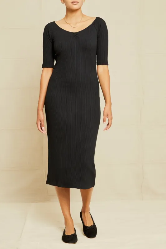 Amara Paris Rib Dress - Black sold by Amour Vert