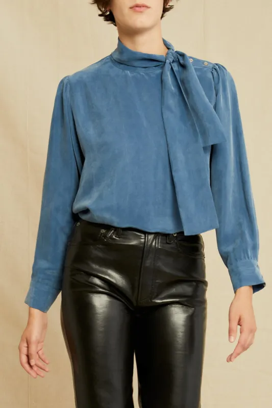 Olivet Cottonseed Cupro Blouse - Azure sold by Amour Vert