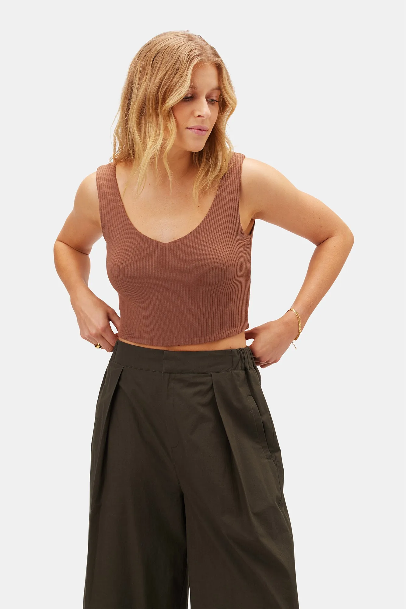 Rosa Paris Rib Tank - Cafe sold by Amour Vert