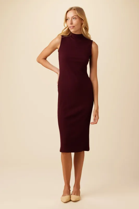 Lux Paris Rib Midi Dress - Plum sold by Amour Vert