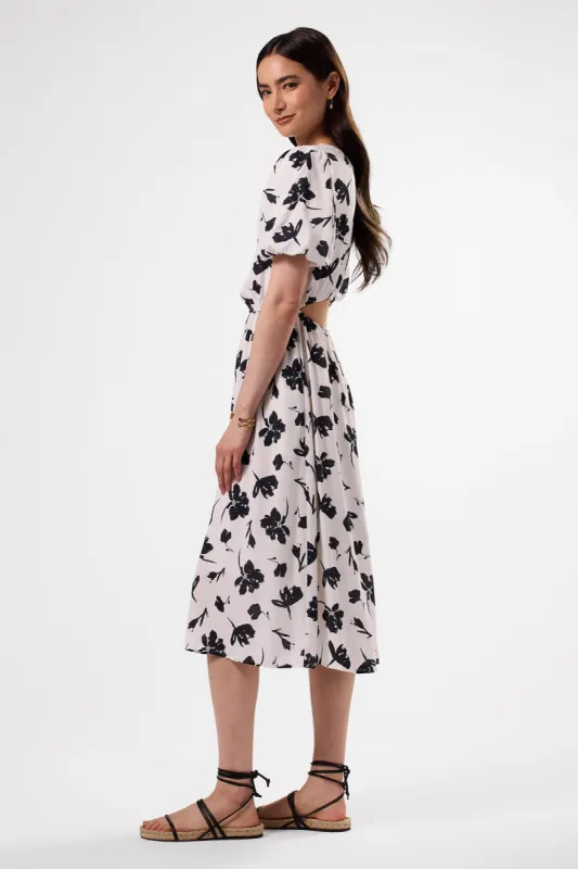 Puff Sleeve Crepe Dress - Aix White sold by Amour Vert