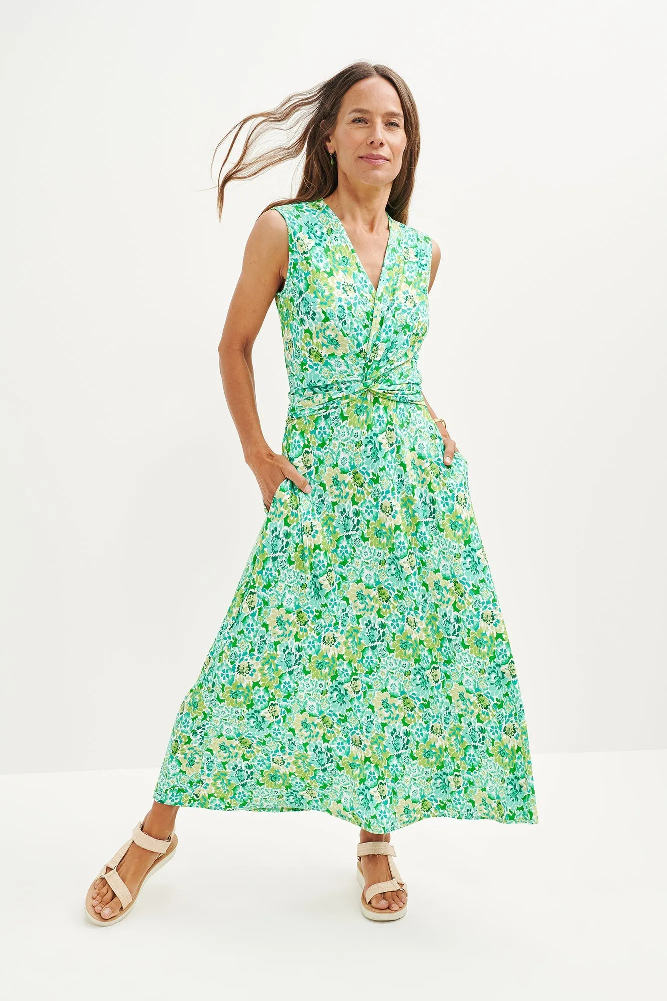 Olive Knit Midi Dress - Naples Floral sold by Amour Vert product image thumbnail 2