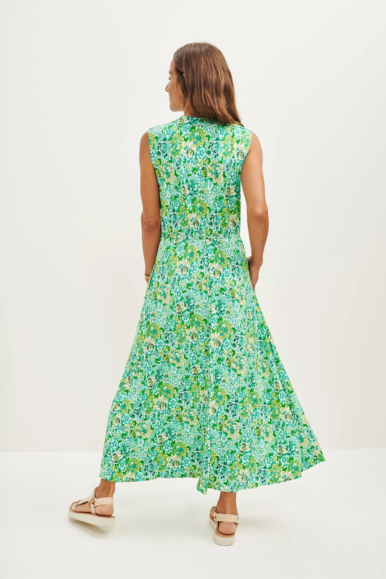 Olive Knit Midi Dress - Naples Floral sold by Amour Vert product image thumbnail 4
