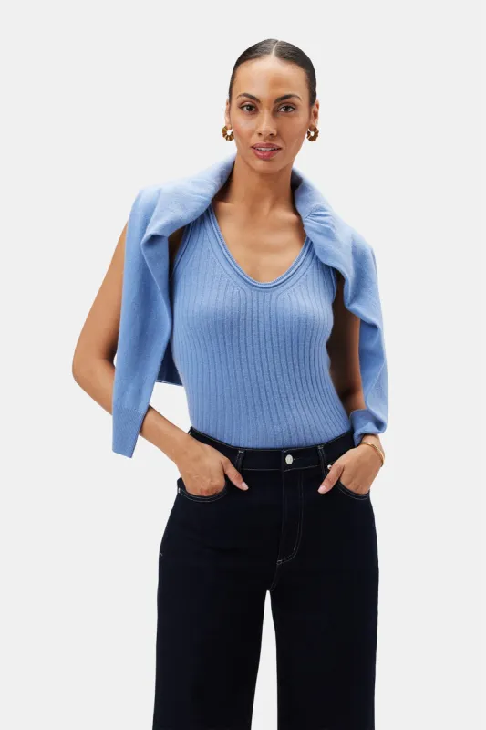Nora Cashmere Tank - Horizon Blue sold by Amour Vert