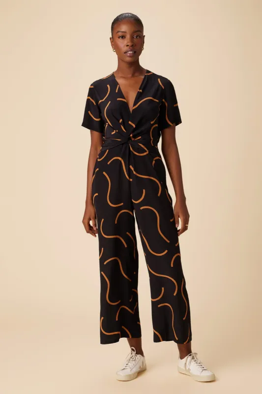Fantasia Washable Silk Jumpsuit - Waves Caramel sold by Amour Vert