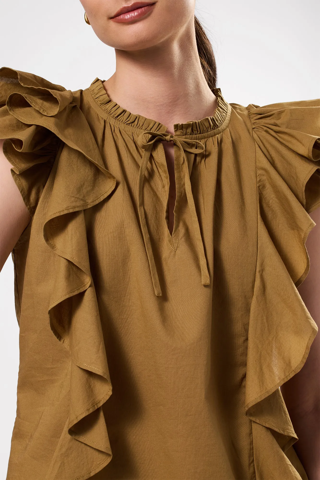 Ruffle Sleeve Top - Elm sold by Amour Vert product image thumbnail 2