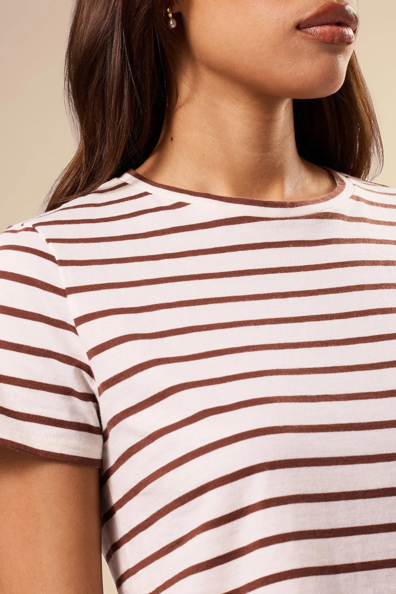 Berkeley Organic Cotton Tee - Ivory Espresso Stripe sold by Amour Vert product image thumbnail 2