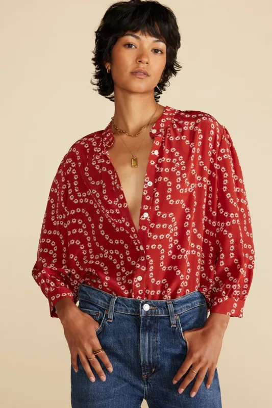 Charlotte Washable Silk Blouse - Rust Vannes Floral Print sold by Amour Vert