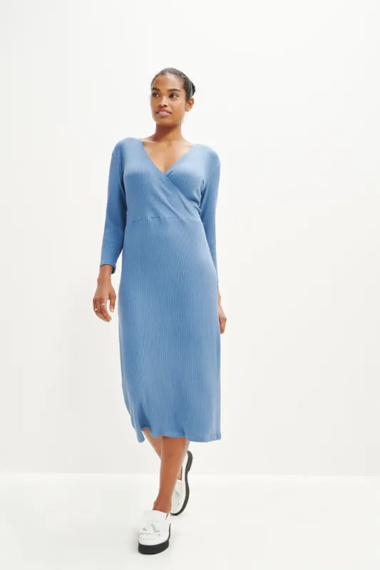 Dot Paris Rib Dress - Horizon Blue - ReAmour sold by Amour Vert