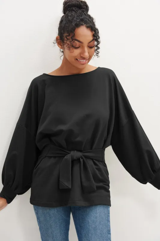 Fleur Reverie Terry Sweatshirt - Black sold by Amour Vert