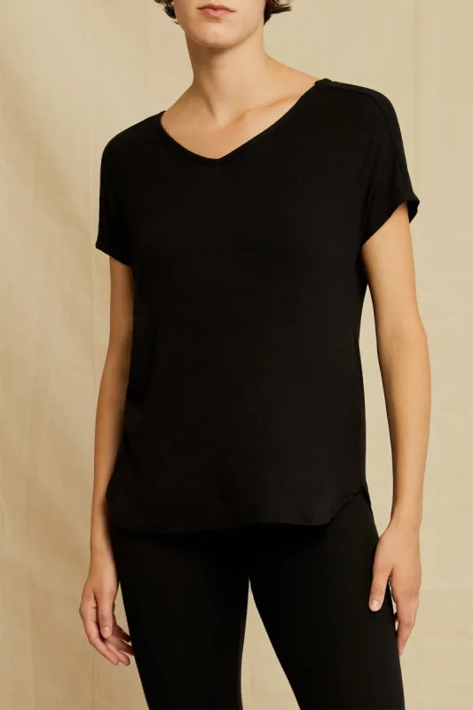 Stella Dream Rib Tee - Black sold by Amour Vert