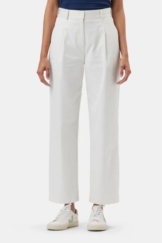 Pleated Wide Leg Trouser - White sold by Amour Vert