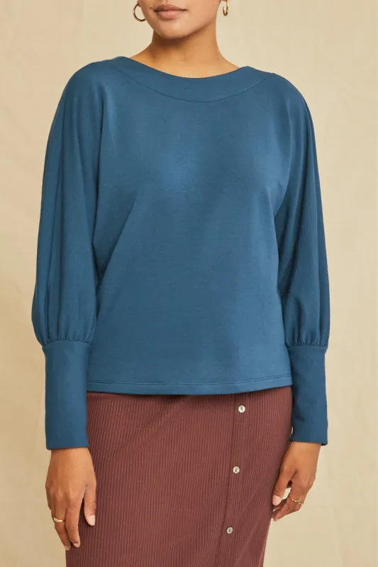 Makenna Luxe Fleece Top - Azure sold by Amour Vert