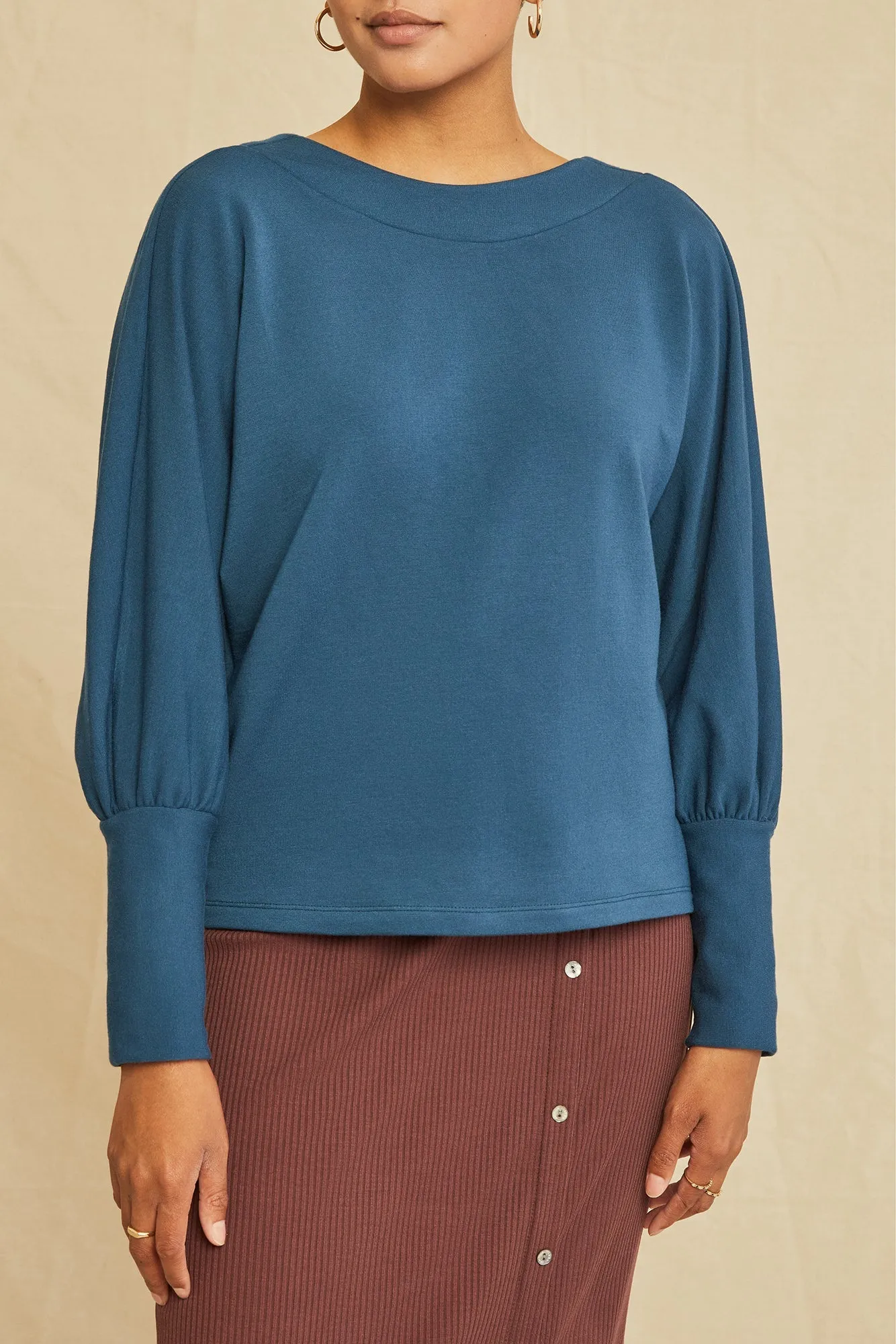 Makenna Luxe Fleece Top - Azure sold by Amour Vert