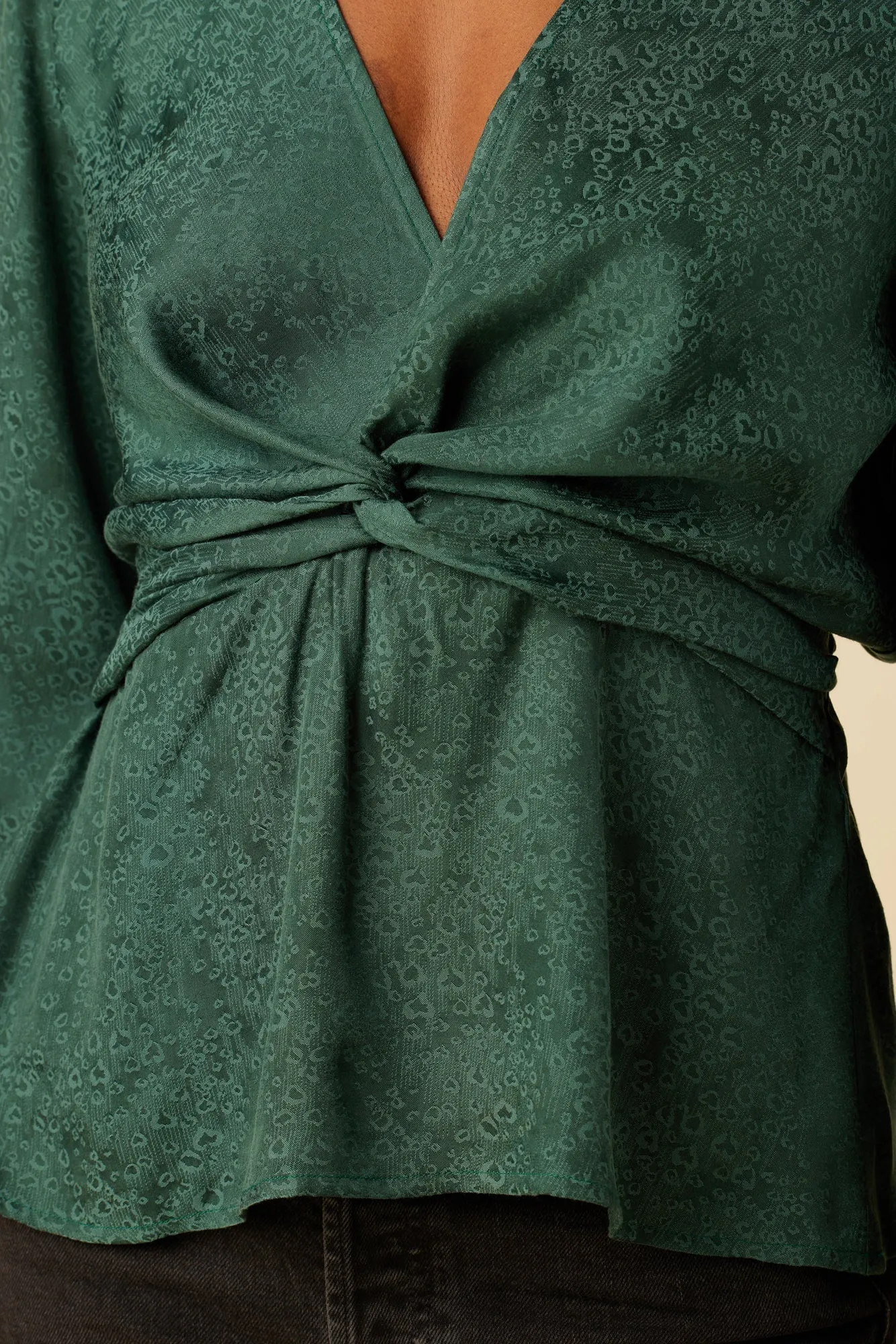 Clemence Cupro Viscose Jacquard Blouse - Darkest Spruce - ReAmour sold by Amour Vert product image thumbnail 4