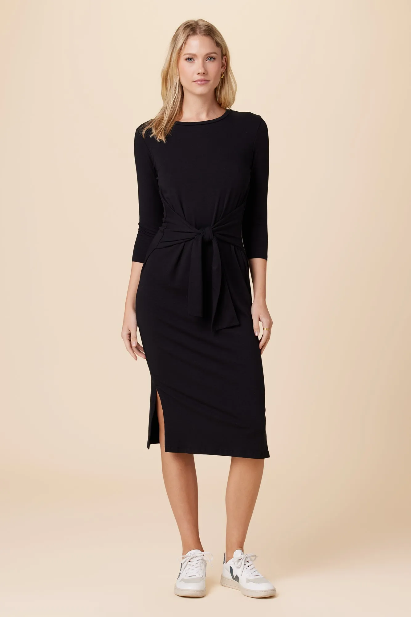 Colombe 3/4 Sleeve Reverie Knit Dress - Black sold by Amour Vert