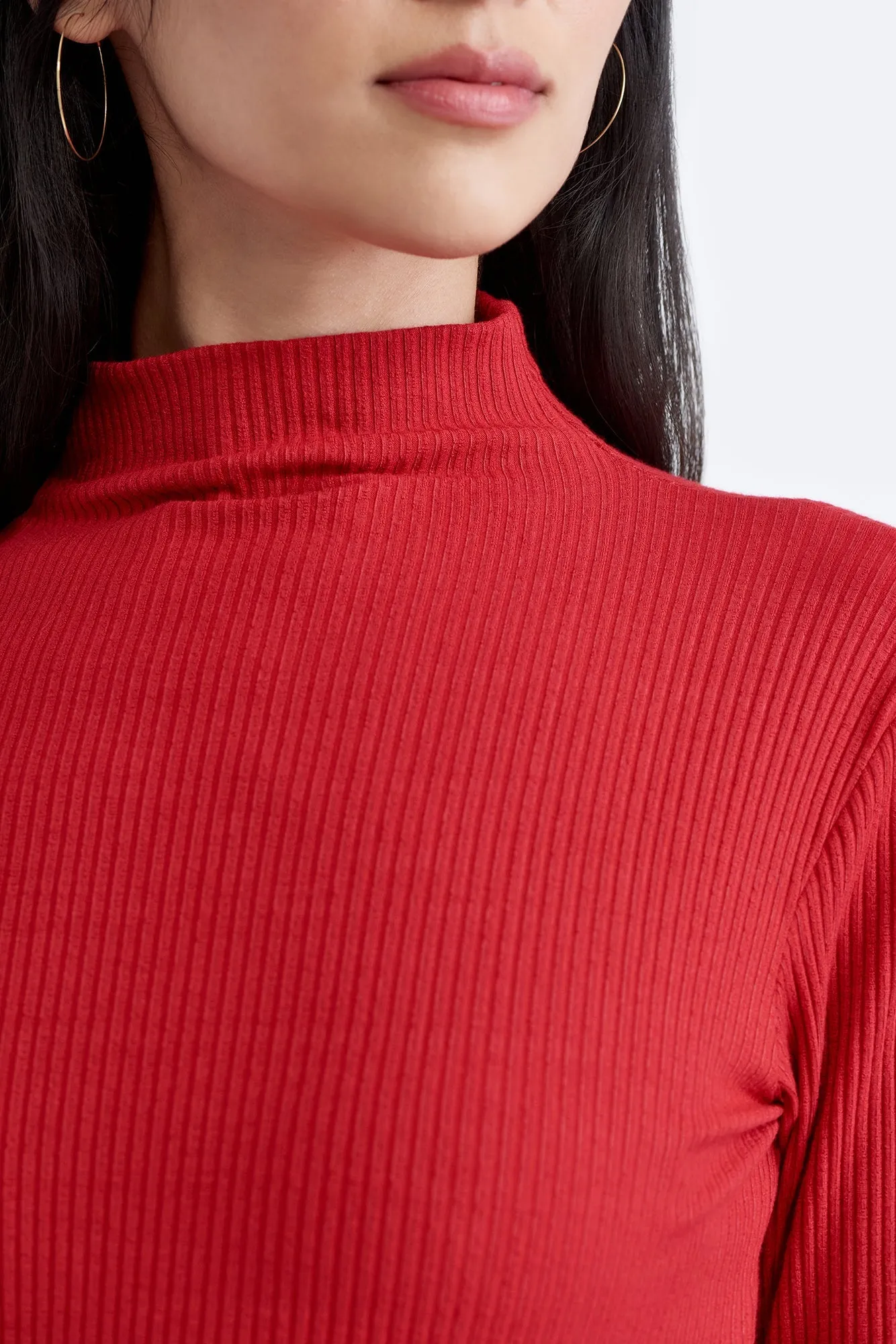 Lux Paris Rib Turtleneck - Zinnia sold by Amour Vert product image thumbnail 4