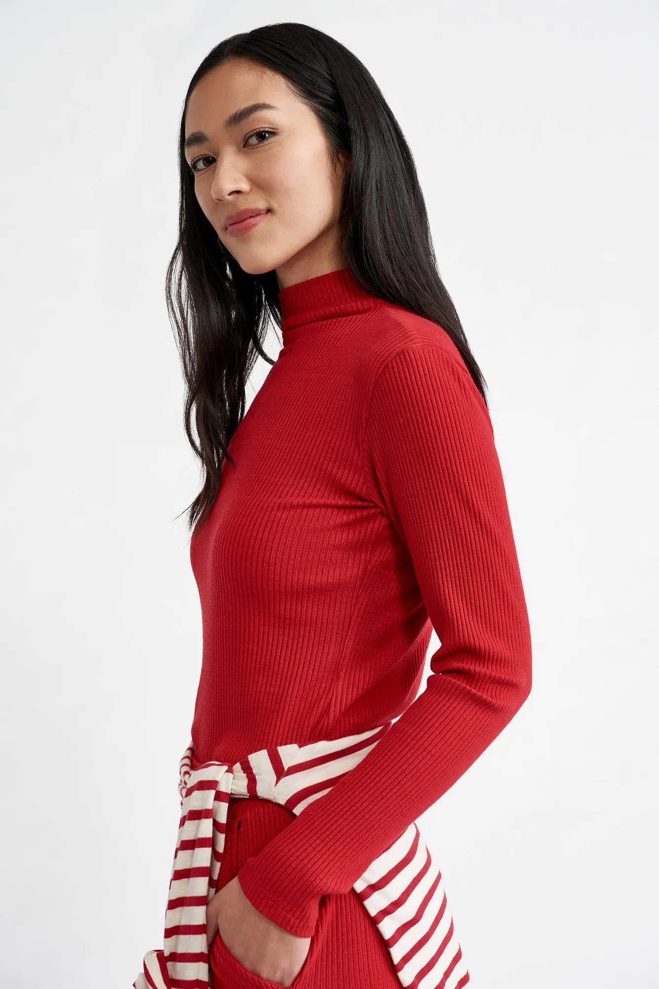 Lux Paris Rib Turtleneck - Zinnia sold by Amour Vert product image thumbnail 3