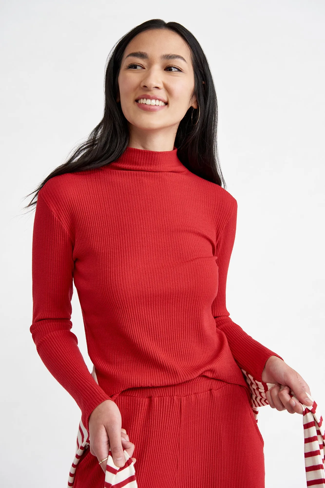 Lux Paris Rib Turtleneck - Zinnia sold by Amour Vert