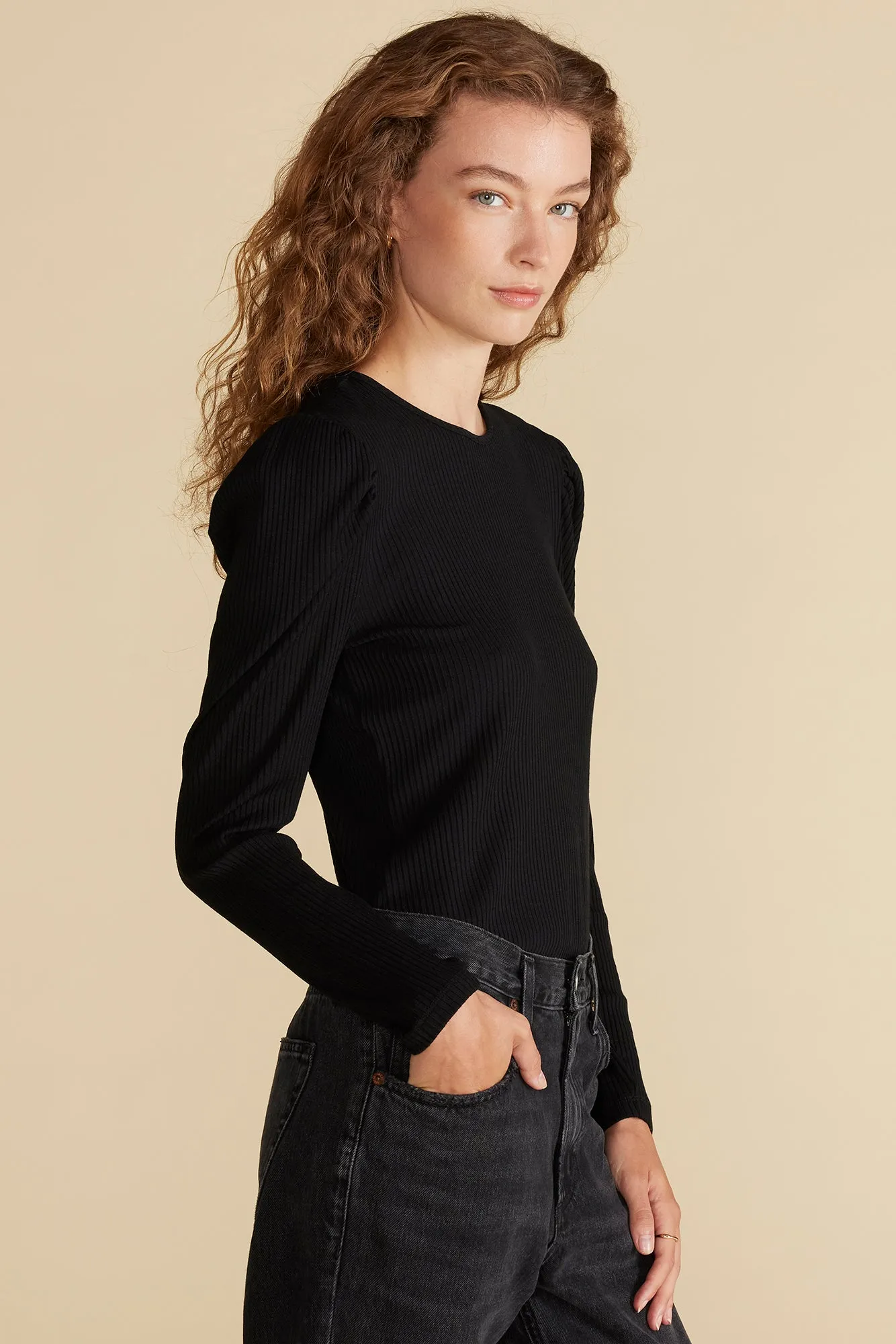 Reine Paris Rib Top - Black sold by Amour Vert product image thumbnail 4