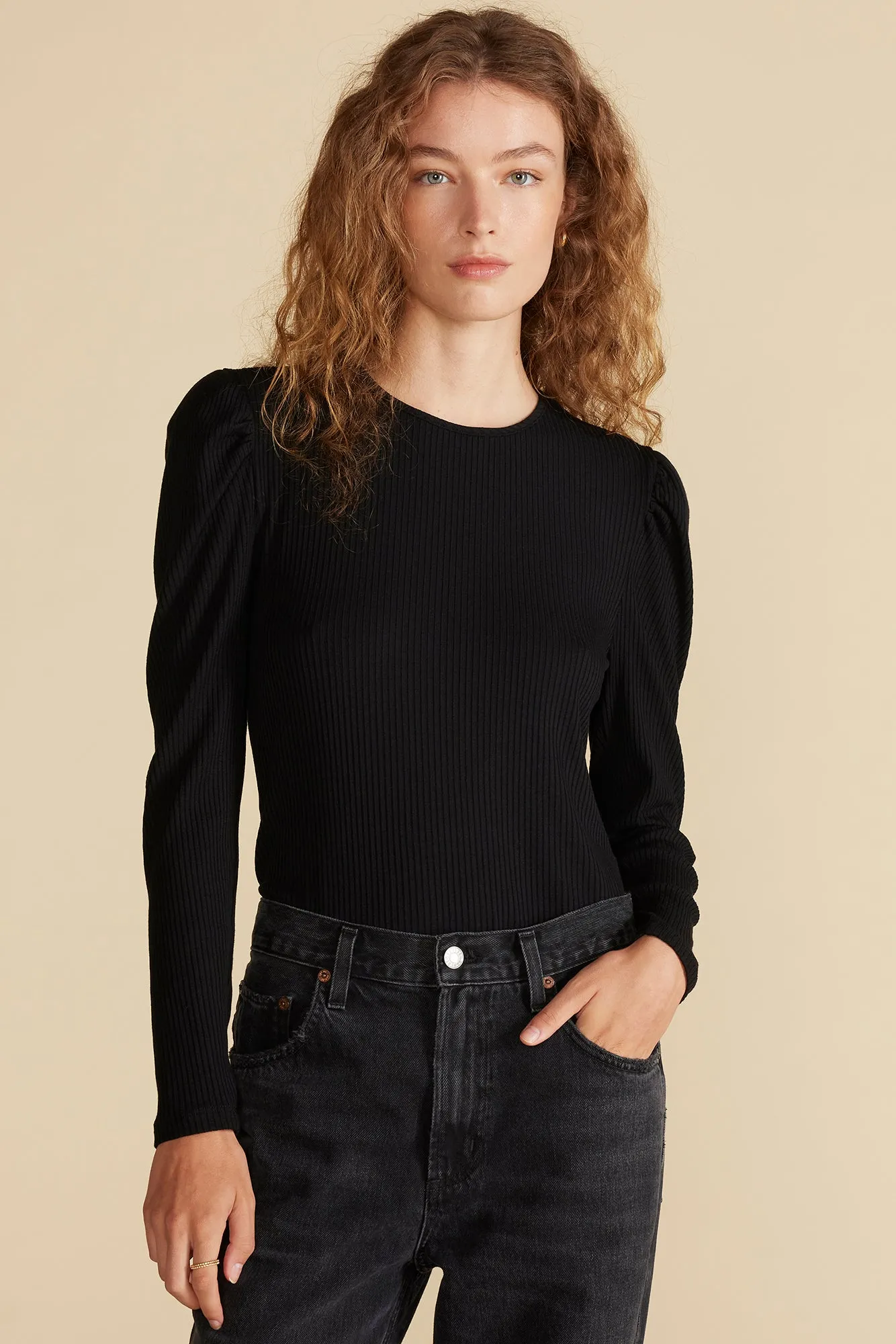 Reine Paris Rib Top - Black sold by Amour Vert