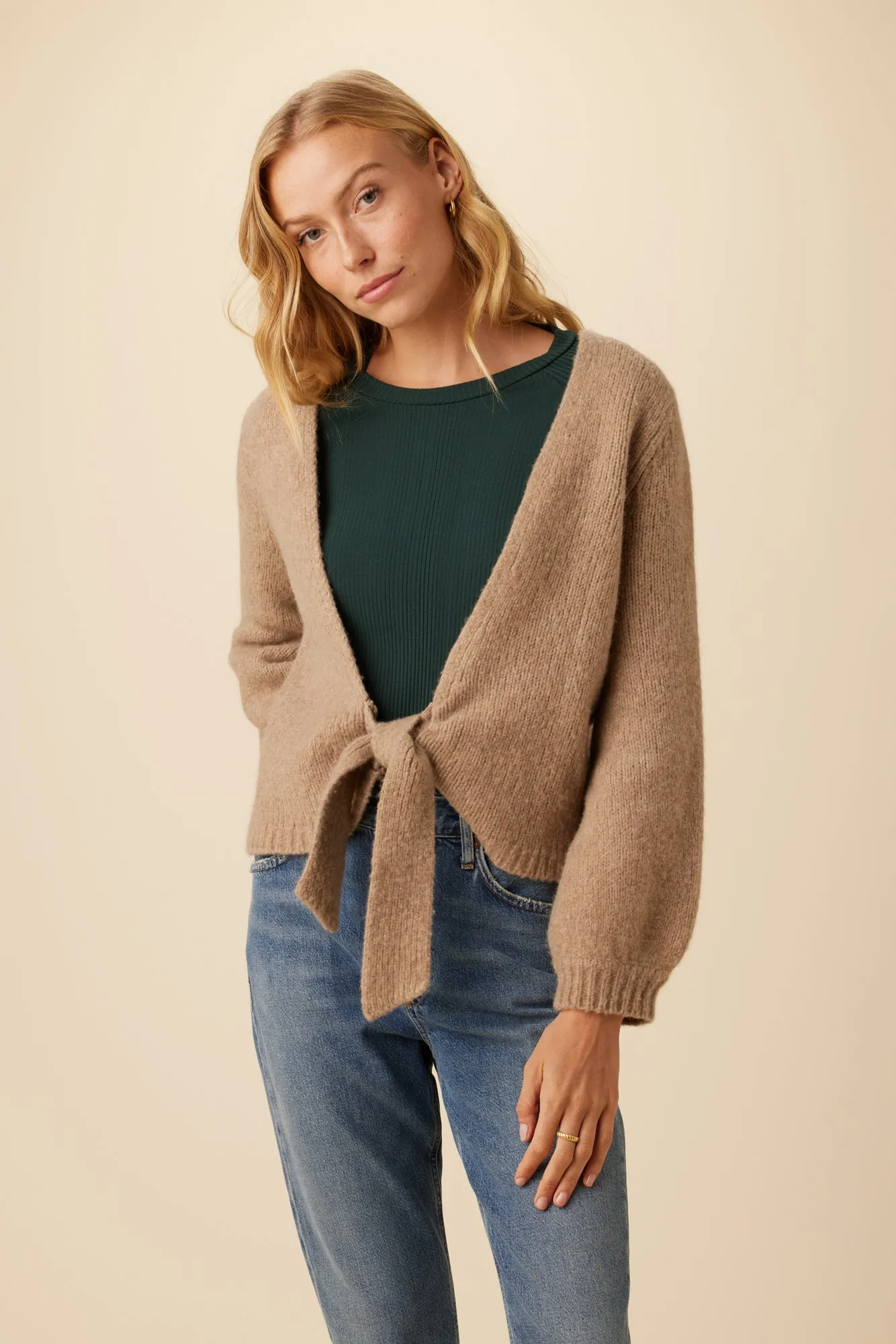 Landon Eco Wool Blend Cardigan - Tan sold by Amour Vert