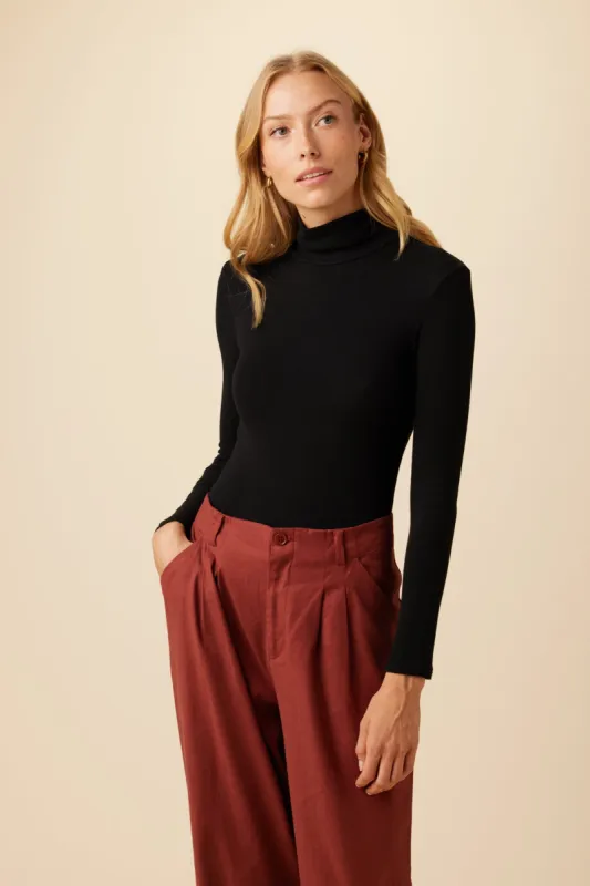 Flannery Dream Rib Turtleneck - Black sold by Amour Vert