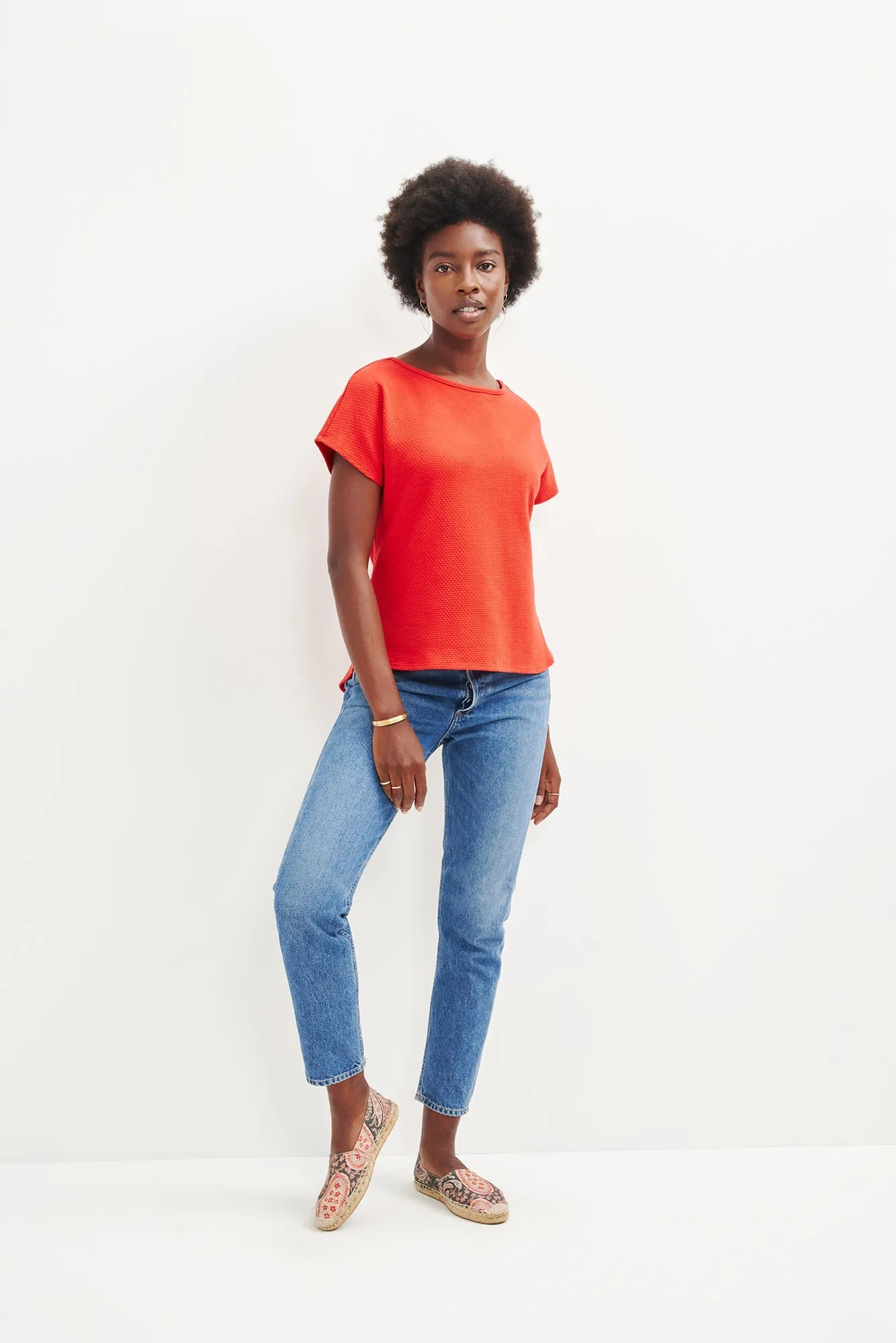 Chessa Scallop Knit Tee - Carmine sold by Amour Vert product image thumbnail 2