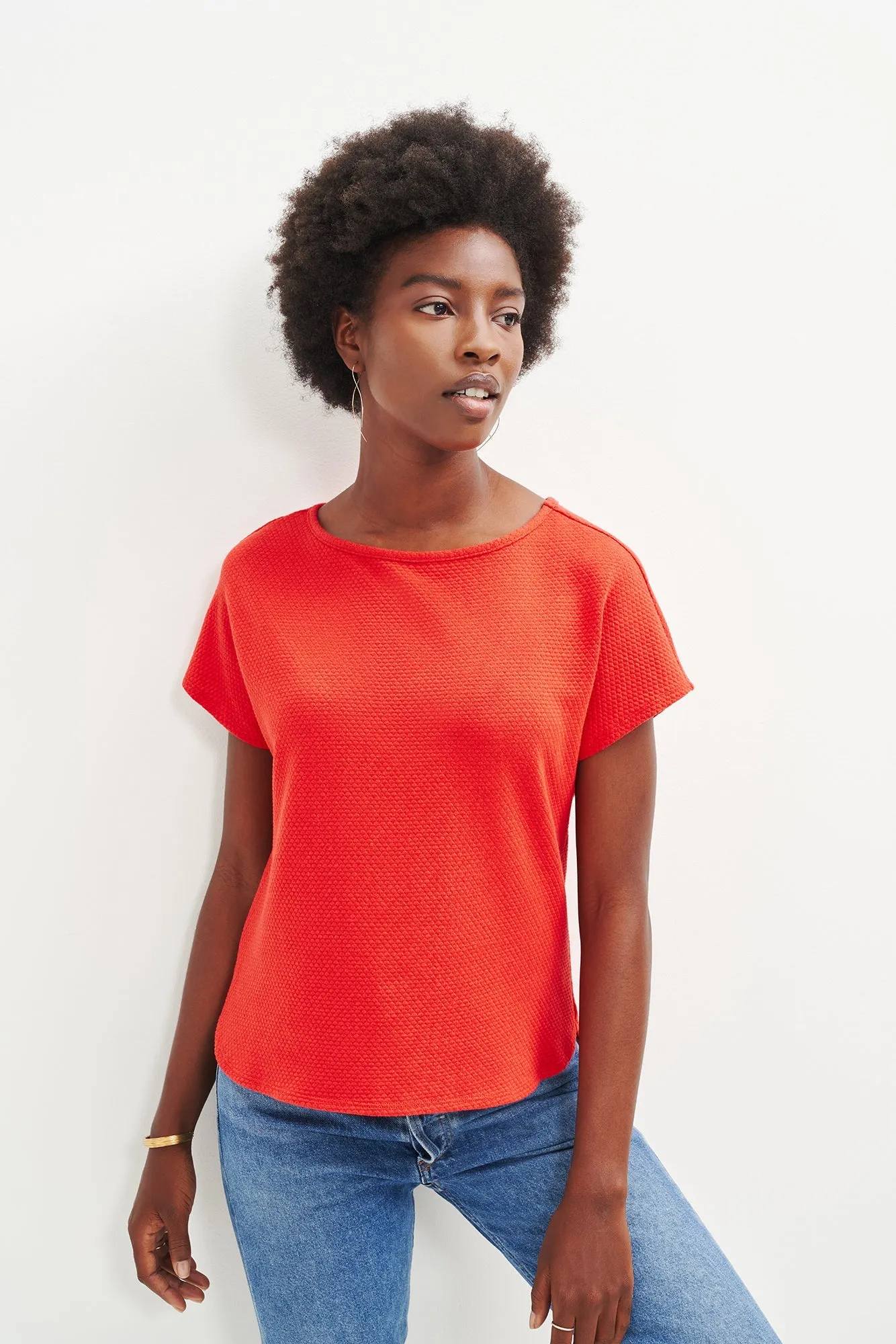 Chessa Scallop Knit Tee - Carmine sold by Amour Vert product image thumbnail 5