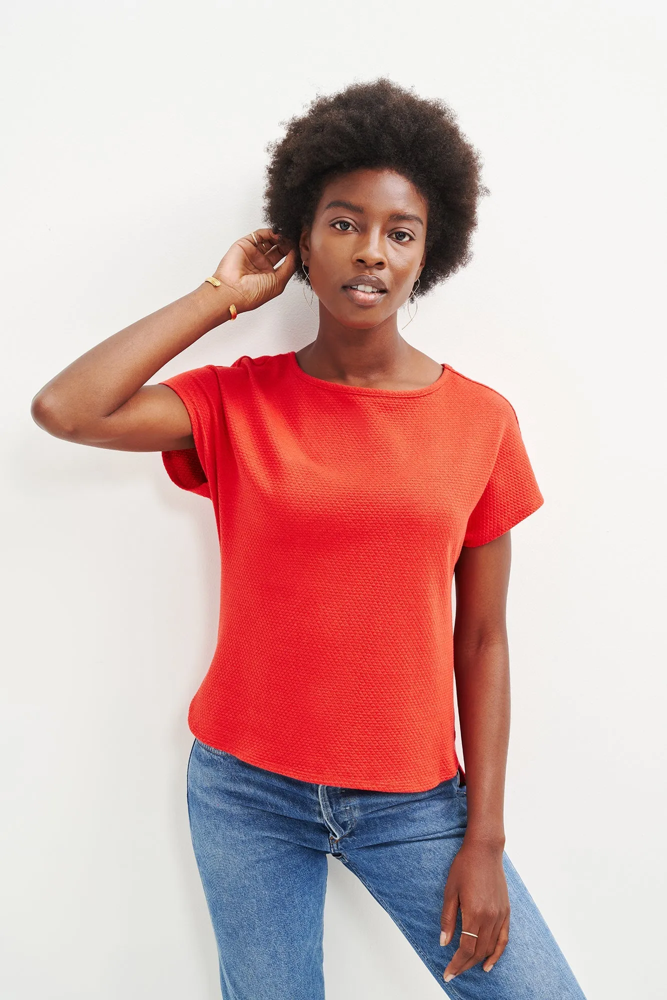 Chessa Scallop Knit Tee - Carmine sold by Amour Vert