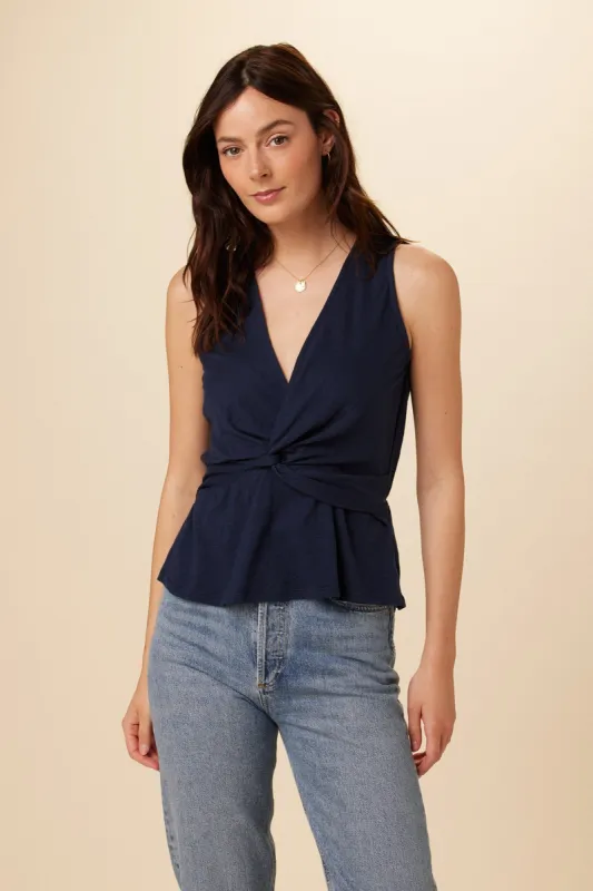 Malika Sleeveless Blouse - Navy sold by Amour Vert
