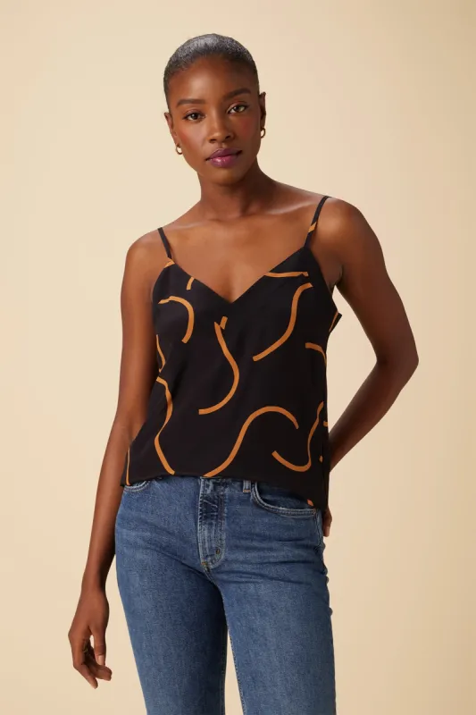 Barlow Washable Silk Cami - Waves Caramel sold by Amour Vert
