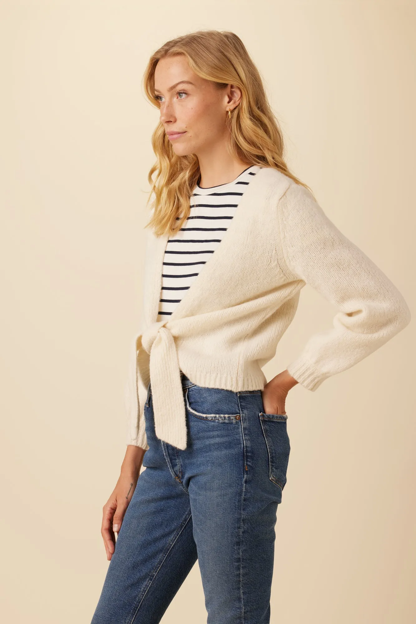 Landon Eco Wool Blend Cardigan - Ivory sold by Amour Vert product image thumbnail 4