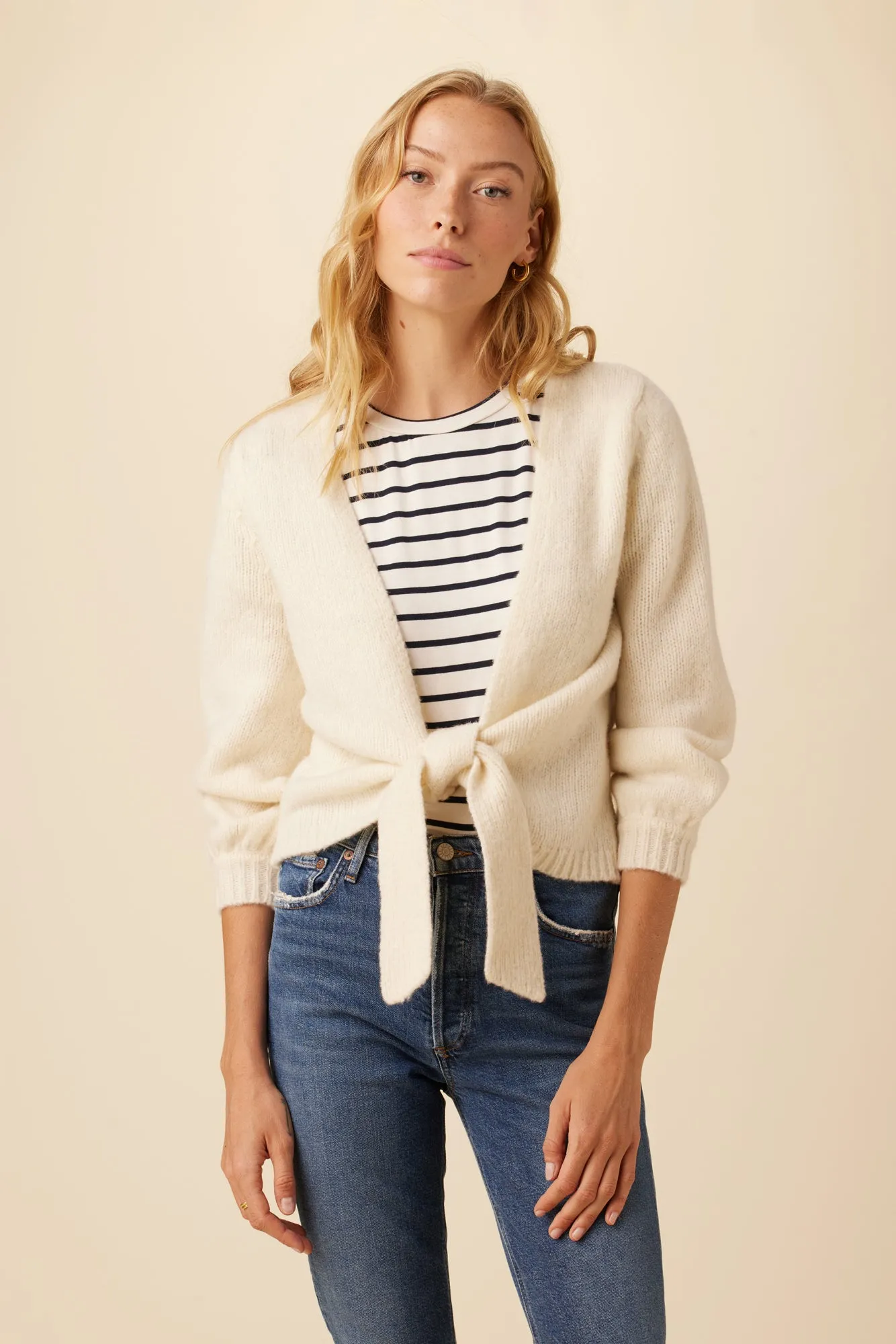Landon Eco Wool Blend Cardigan - Ivory sold by Amour Vert product image thumbnail 3