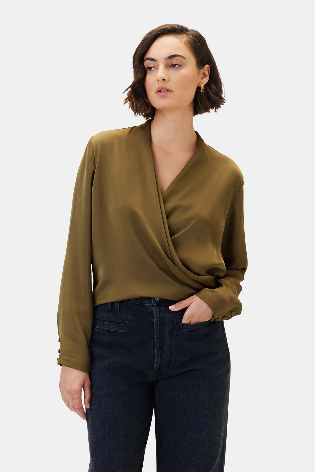 Calais Blouse - Bronzed Olive sold by Amour Vert