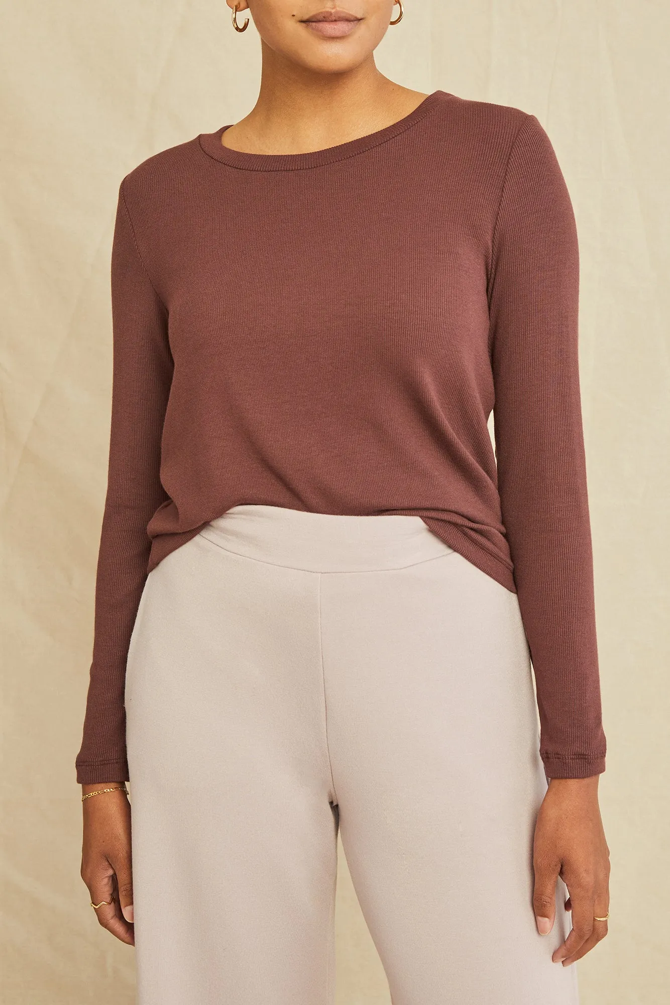 Berkeley Long Sleeve Dream Rib Tee - Mocha sold by Amour Vert