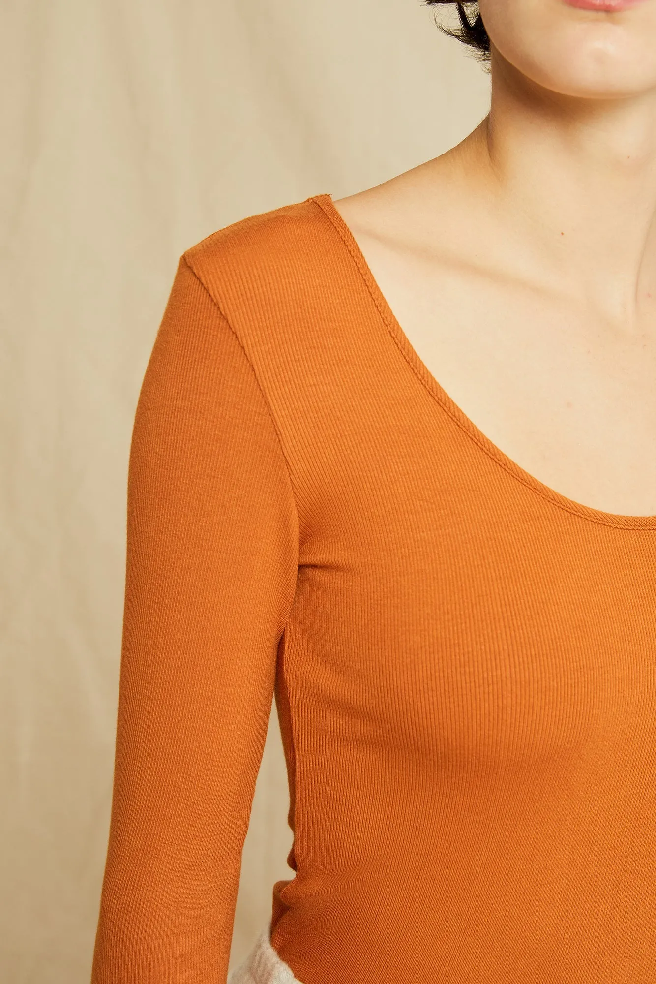 Itana Long Sleeve Dream Rib Tee - Umber sold by Amour Vert product image thumbnail 4