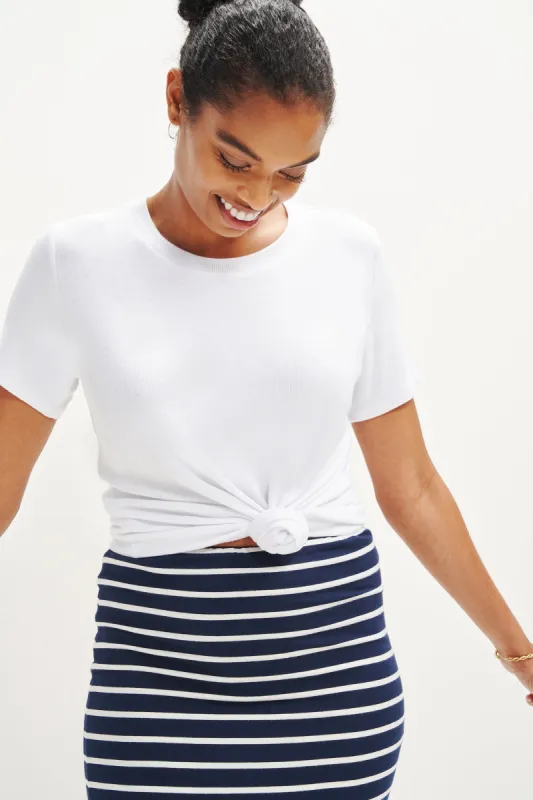 Berkeley Dream Rib Tee - White sold by Amour Vert