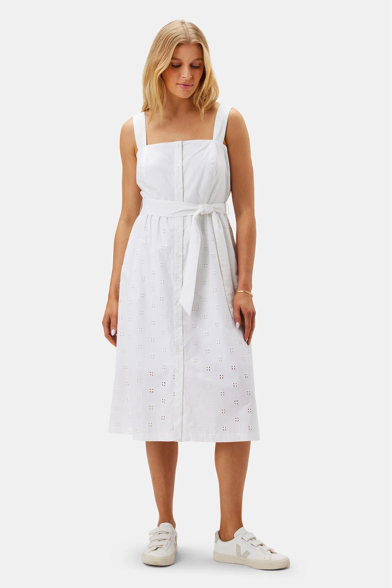 Irene Organic Cotton Eyelet Dress - White sold by Amour Vert