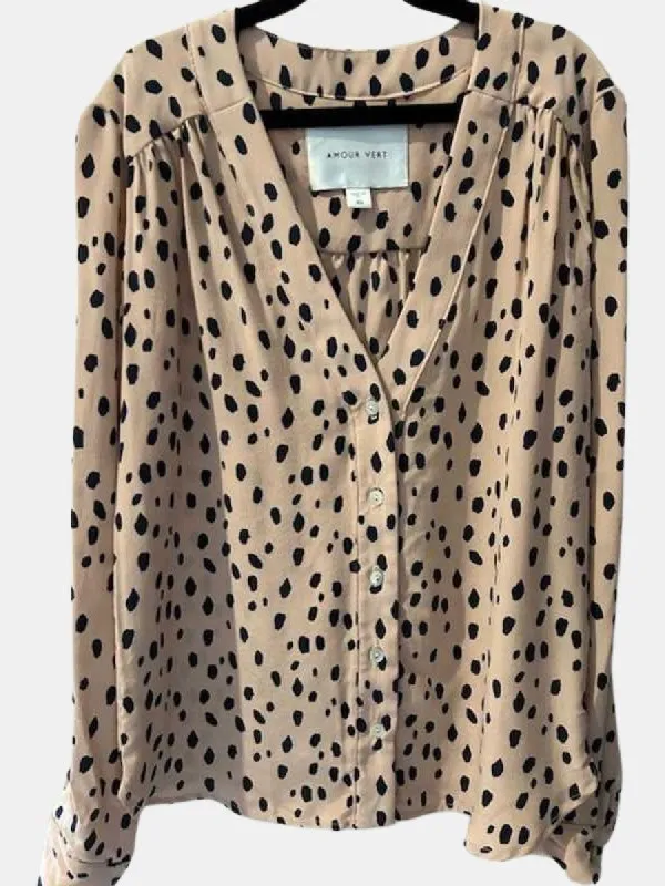 Kaya Silk Blouse - Blush Dot - ReAmour sold by Amour Vert