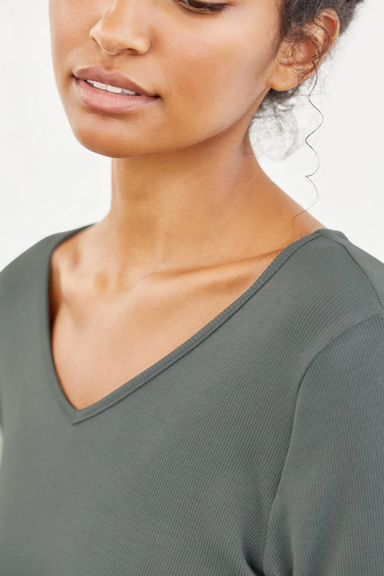 Celine 3/4 Sleeve Dream Rib Tee - Moss sold by Amour Vert product image thumbnail 4