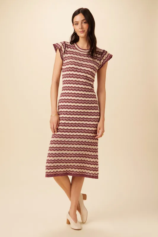 Betsy Organic Cotton Dress - Sumac and Birch Stripe sold by Amour Vert
