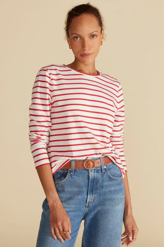 Berkeley Long Sleeve Tee - Ivory and Red Stripe sold by Amour Vert
