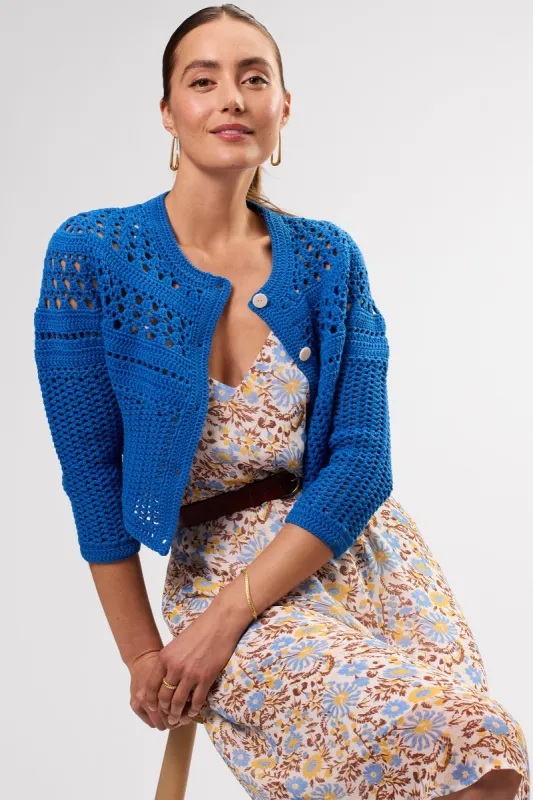 Crochet Cardigan - Cobalt Blue sold by Amour Vert