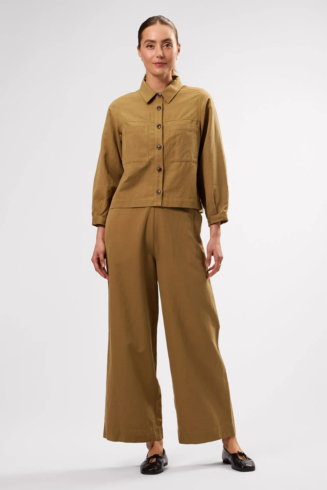Malia Cotton Linen Pant - Elm sold by Amour Vert product image thumbnail 3